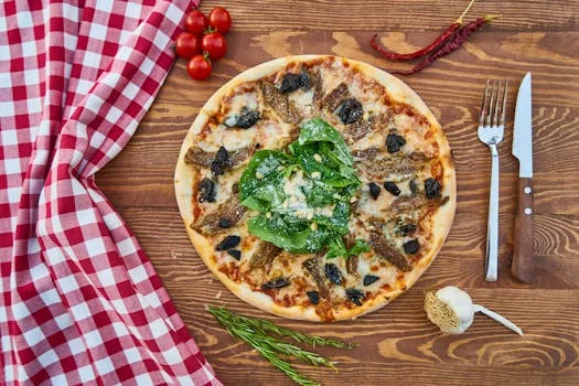 gourmet mushroom pizza with truffle oil